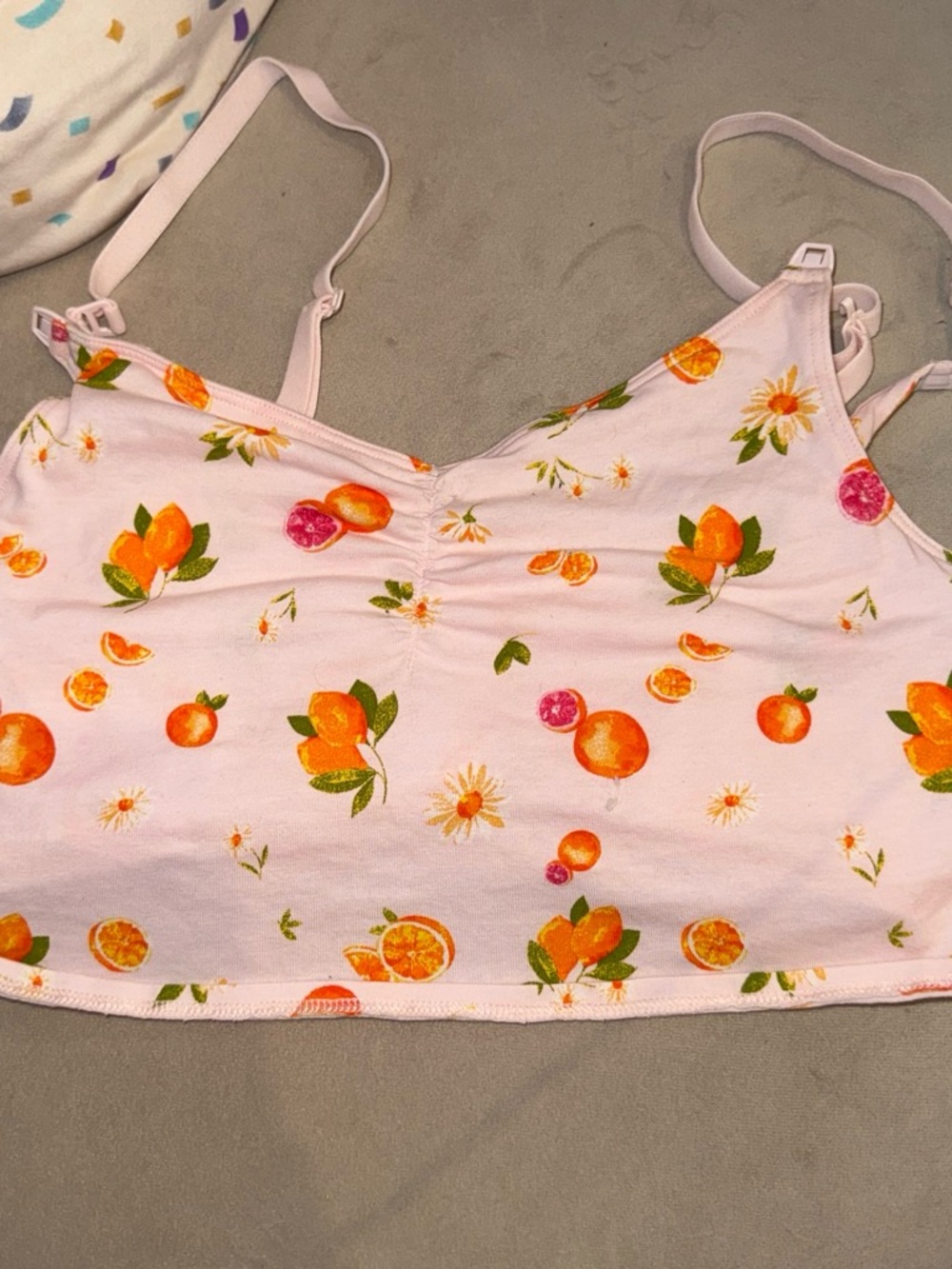 Only Pink Citrus Print Crop Tank Top